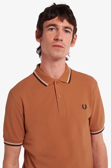 Bronze Fred Perry M3600 Men's Polo Shirts | PH 1410PJJQ